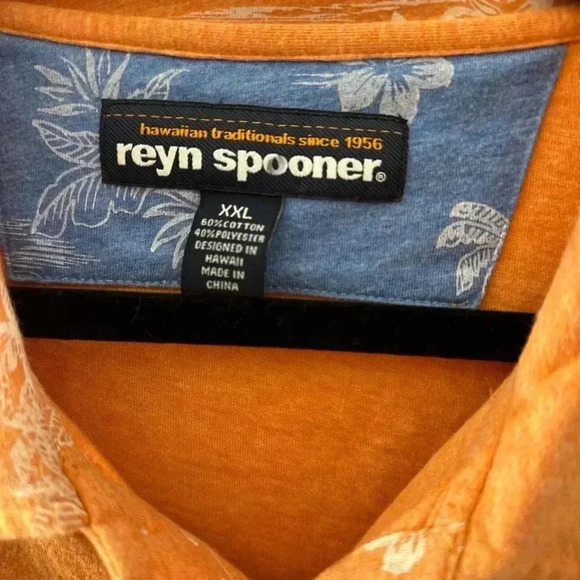 Reyn Spooner Mens Orange Floral Hawaiian Polo Short Sleeve Shirt XXL - Picture 3 of 7
